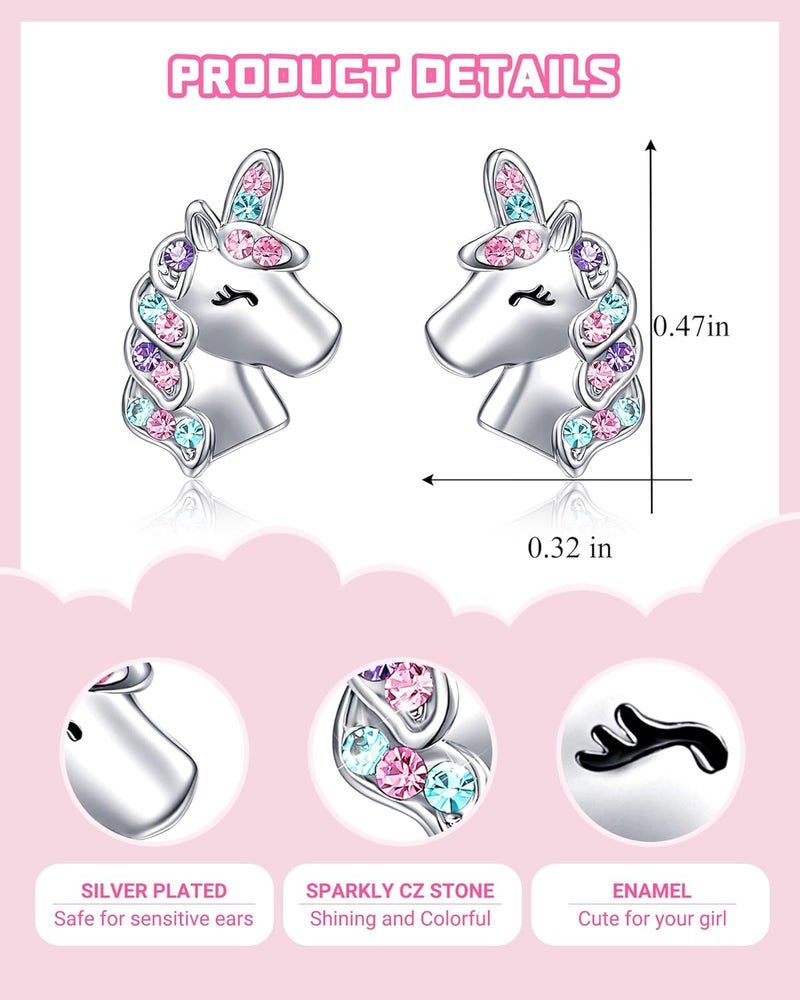 UNGENT THEM Hypoallergenic Unicorn Stud Earrings for Granddaughter Daughter Niece-Magical Kindergarten Graduation Valentines Christmas Birthday Gifts - Image 3